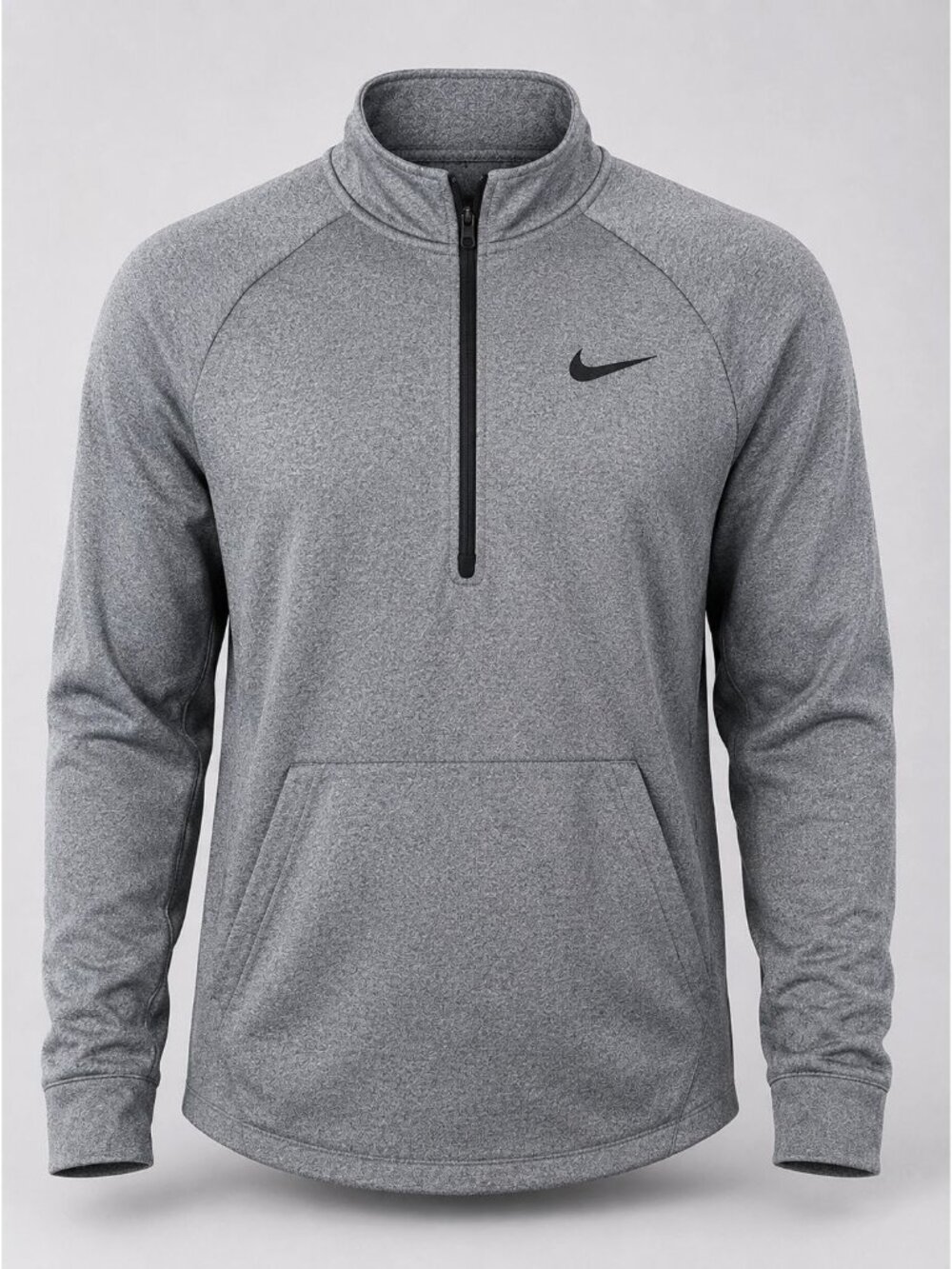Nike Men's Large Gray Pullover 1/2 Zip Sweatshirt Mock Neck Pocket Long Sleeve